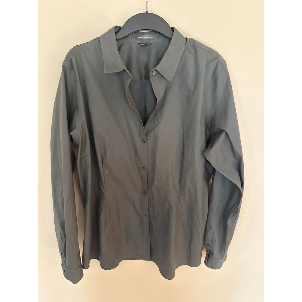 Eddie Bauer Wrinkle Free Shaped Fit Shirt Womens T2XL Gray Button Down